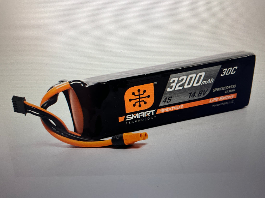 SPEKTRUM 14.8V 3200mAh 4S 30C Smart LiPo Battery: IC3