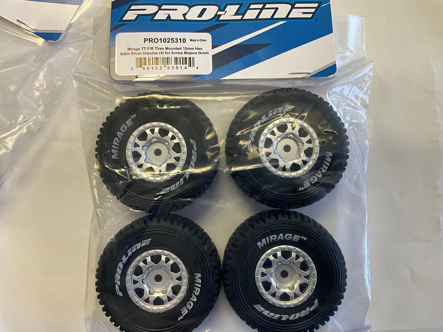 PROLINE 1/16 Mirage TT F/R Tires MTD 12mm Silver Impulse (4): Mojave Grom