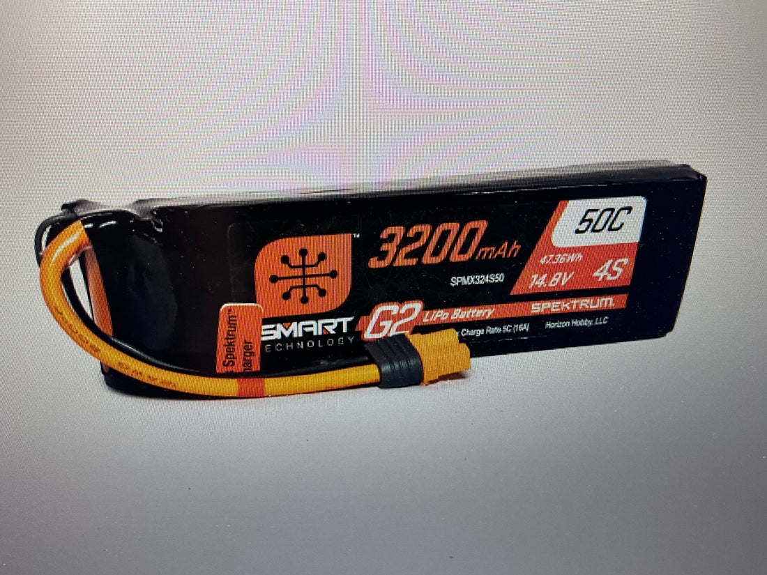 SPEKTRUM 14.8V 3200mAh 4S 50C Smart G2 LiPo Battery: IC3