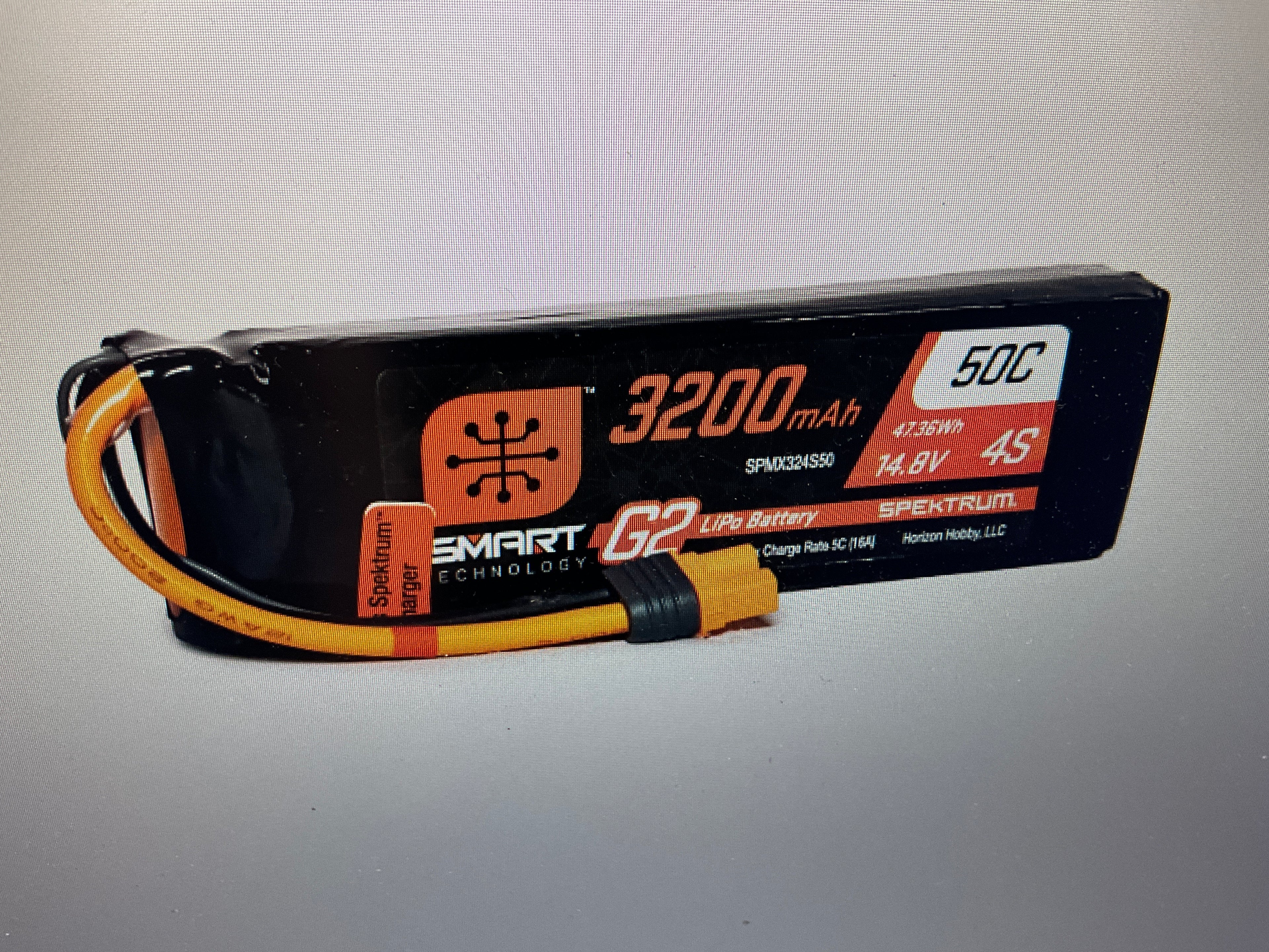 SPEKTRUM 14.8V 3200mAh 4S 50C Smart G2 LiPo Battery: IC3