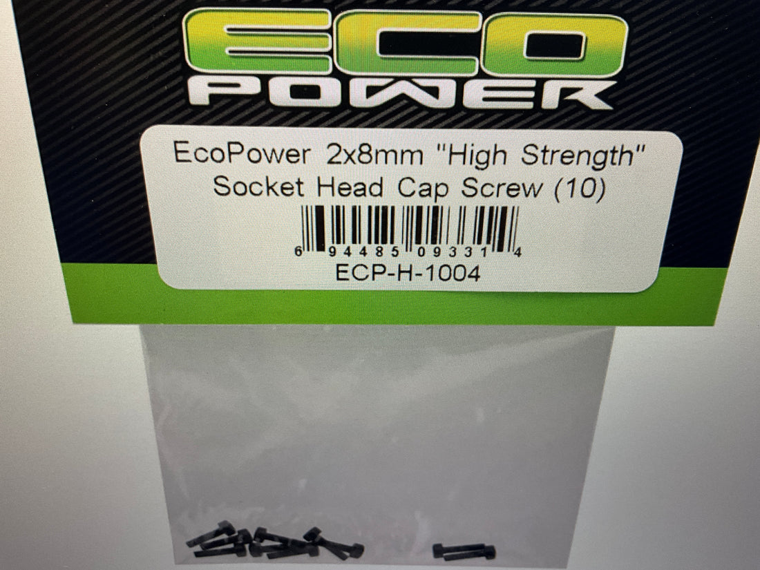 EcoPower 2mm "High Strength" Steel Socket Head Cap Screws (10) (2x8mm)