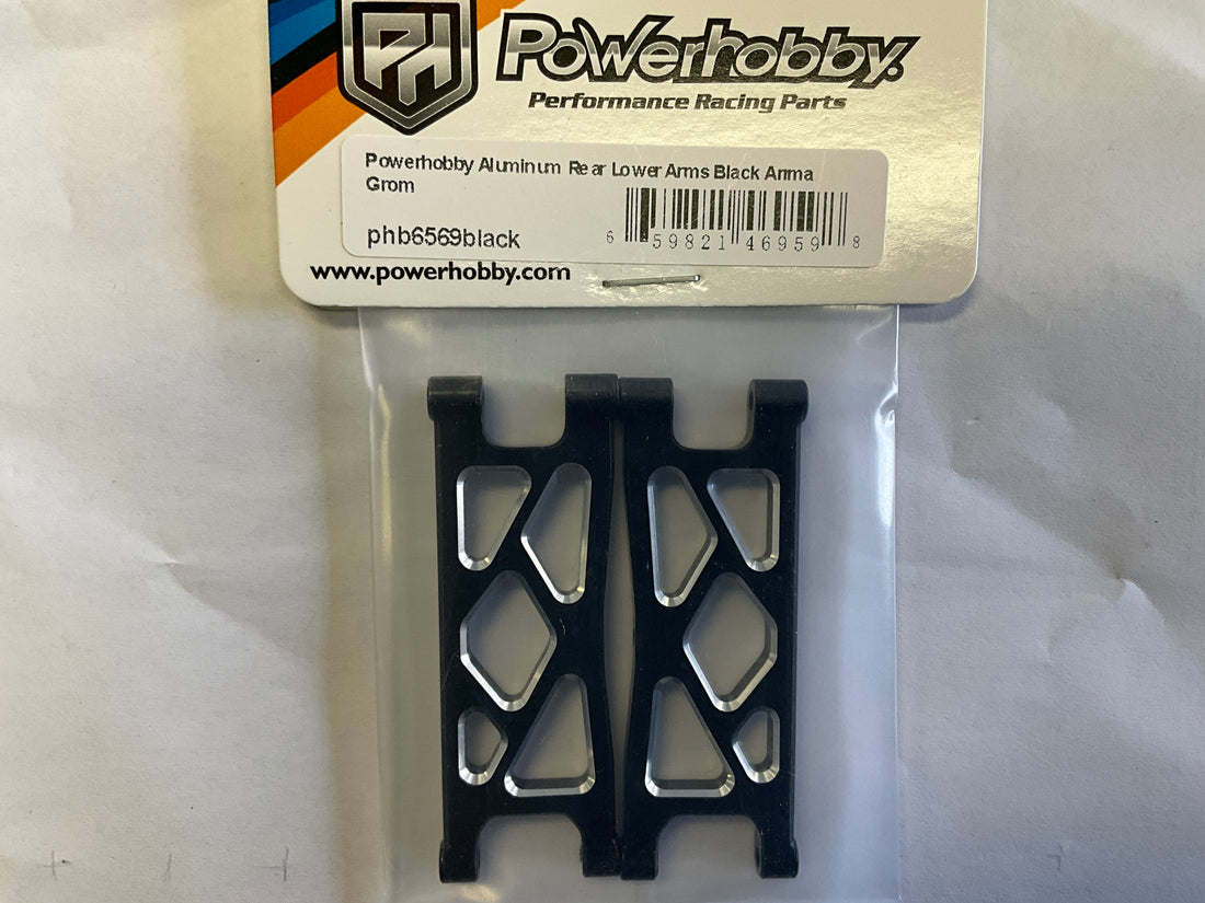 Powerhobby Aluminum Rear Lower Arms Black Arrma Granite / Typhon GROM