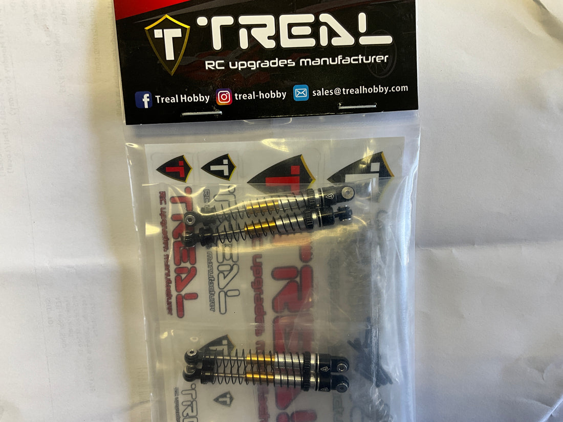 Treal Hobby Axial AX24 Aluminum Long-Travel Threaded Shocks (53mm) (4) (Black)