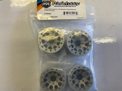 Powerhobby Aluminum 1.55" Beadlock Wheels Silver (4) 1/10 Rock Crawler