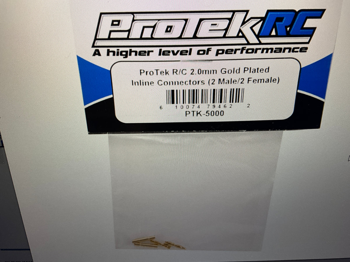 ProTek RC 2.0mm Gold Plated Inline Connectors (2 Male/2 Female)