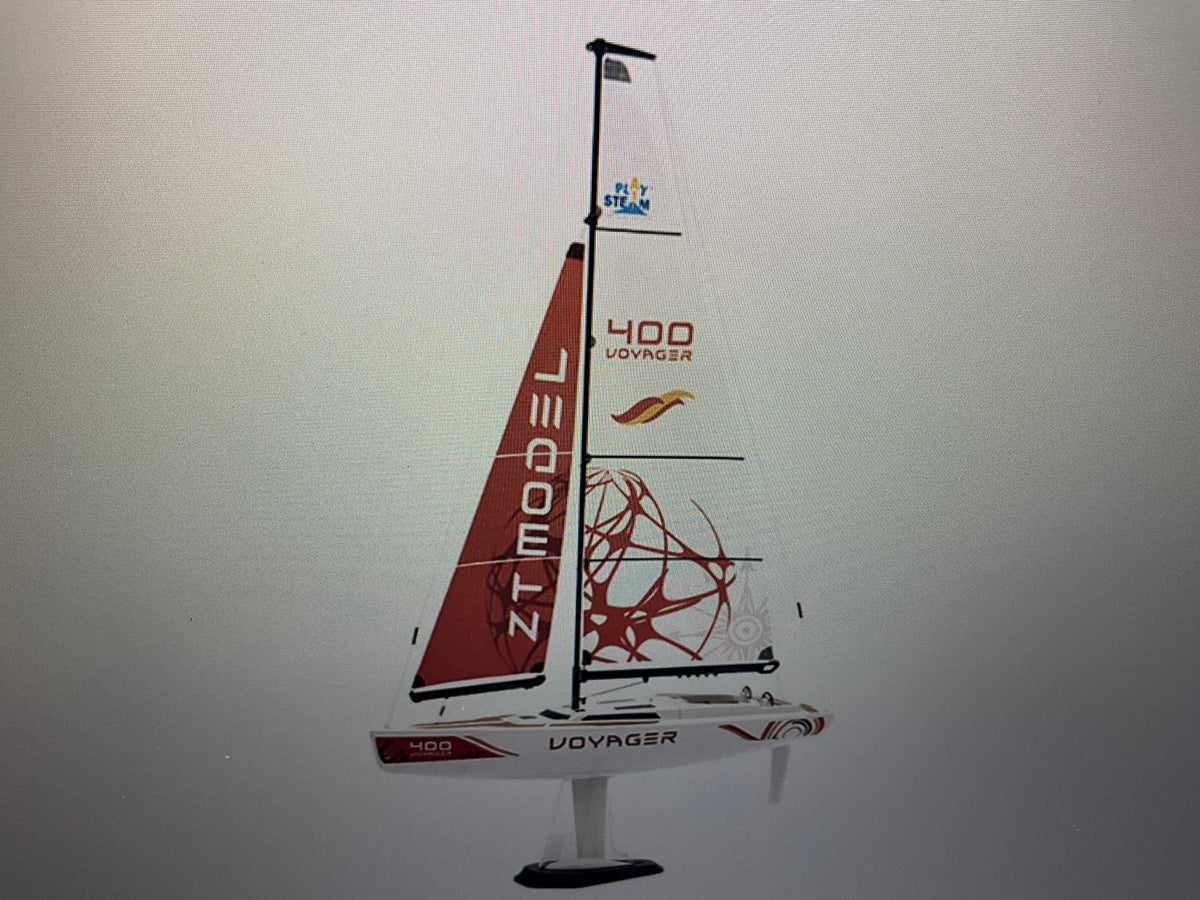 PlaySTEM Voyager 400 Motor-Powered RC Sailboat (Red) w/2.4GHz Transmitter