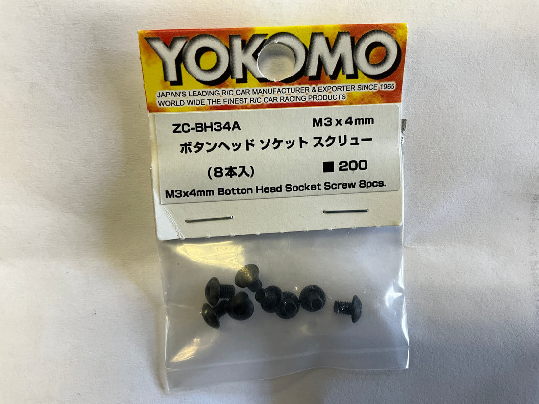 Yokomo 3x4mm Button Head Socket Screw (8)