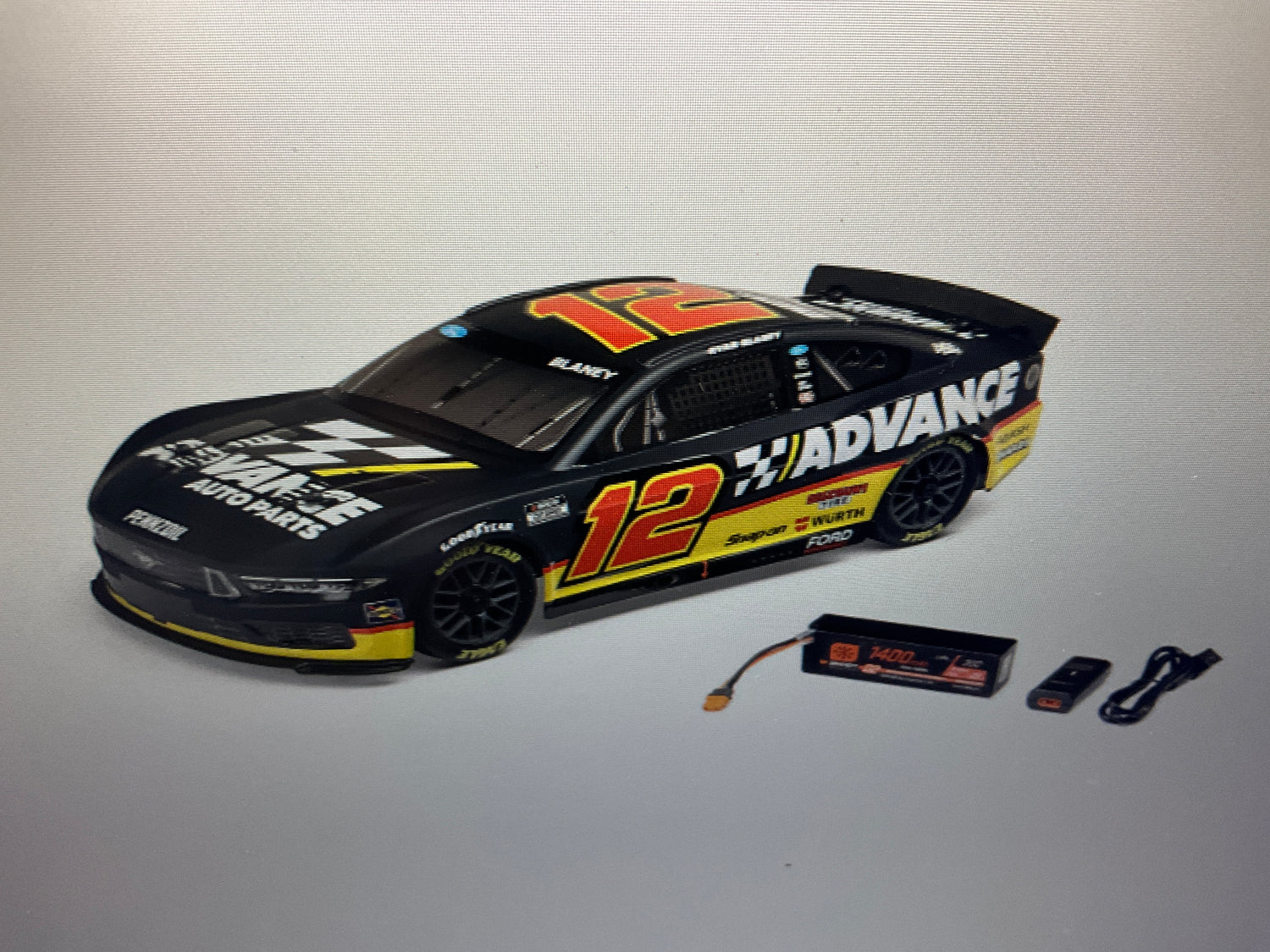 1/12 NASCAR RC Racecar Ryan Blaney No. 12 Advance Auto 2025 Ford Mustang 2S AWD RTR Brushed On-Road (Battery &amp; Charger Included)