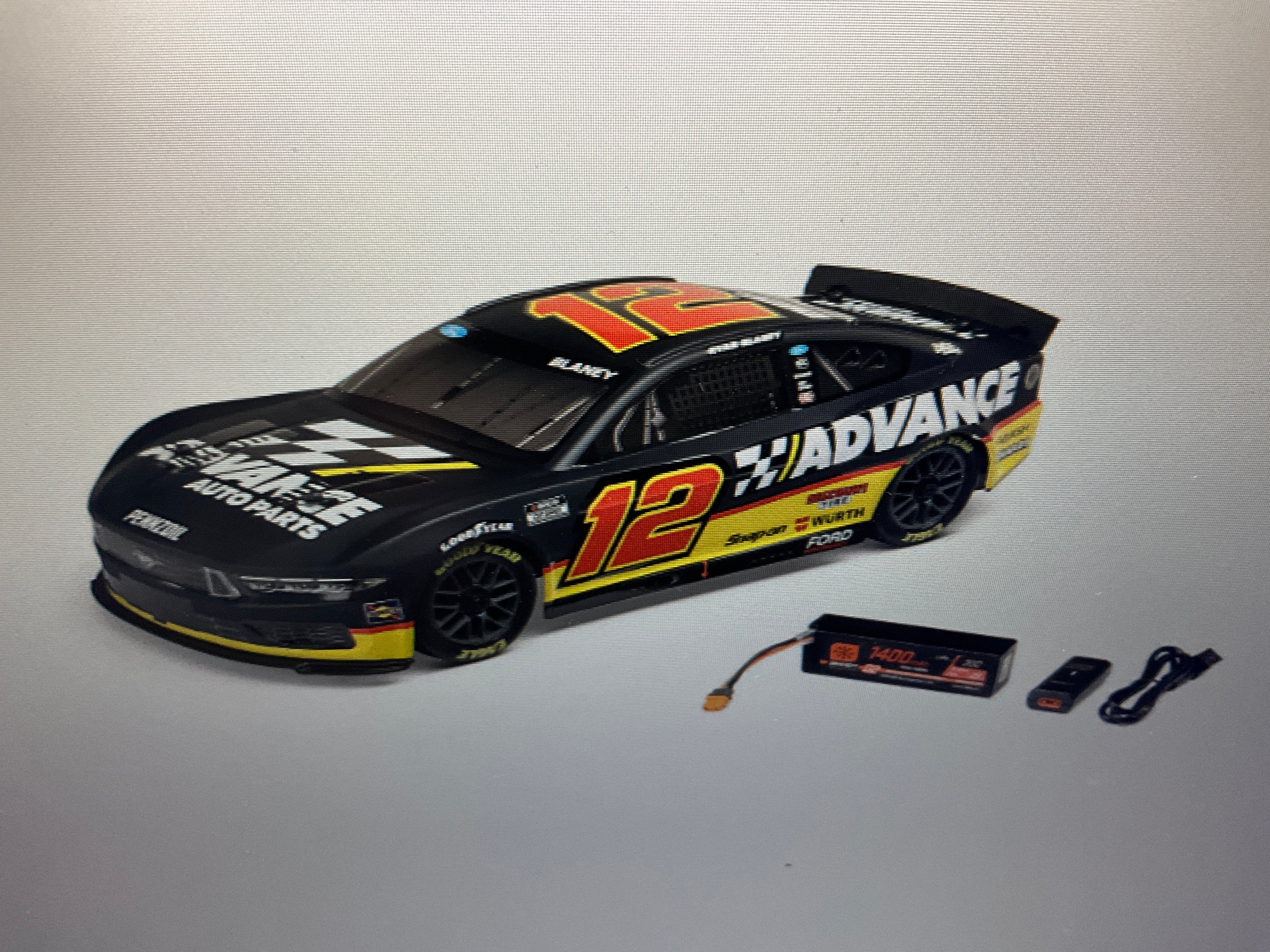 1/12 NASCAR RC Racecar Ryan Blaney No. 12 Advance Auto 2025 Ford Mustang 2S AWD RTR Brushed On-Road (Battery &amp; Charger Included)