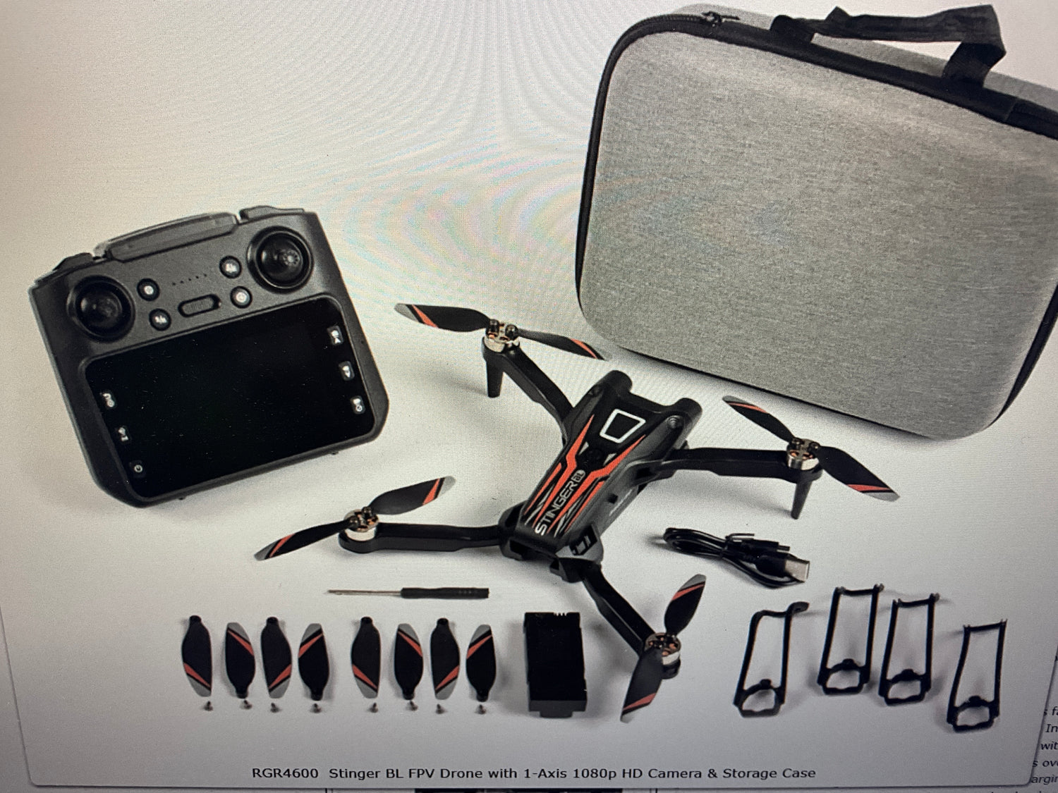 RAGE RC Stinger BL FPV Drone with 1-Axis 1080p HD Camera &amp; Storage Case