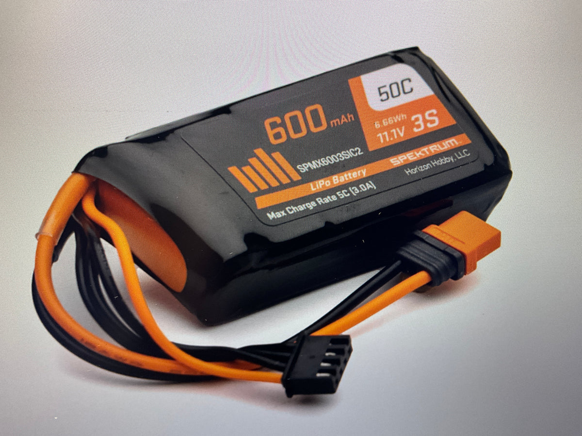 Spektrum 11.1V 600mAh 3S 50C LiPo Battery: IC2