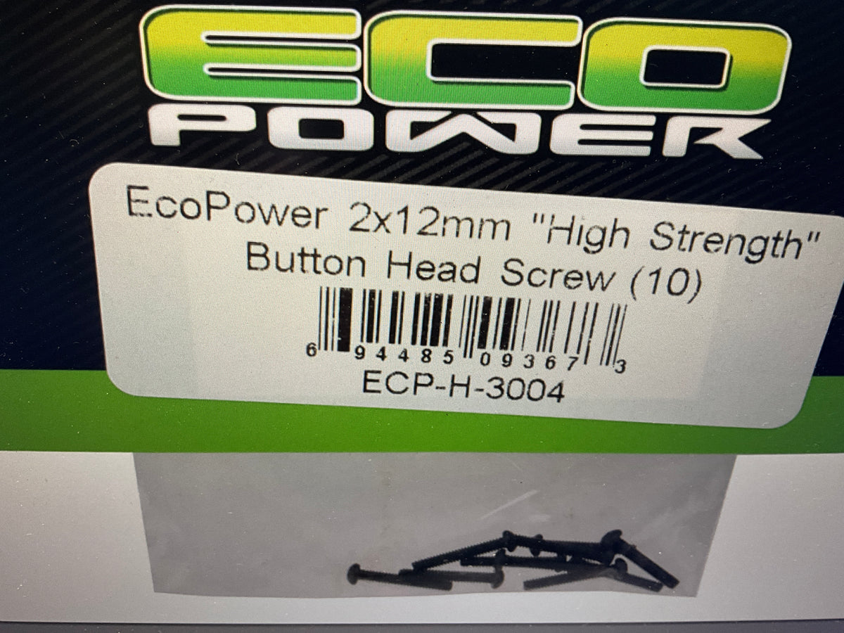 EcoPower 2mm "High Strength" Steel Button Head Screws (10) (2x12mm)