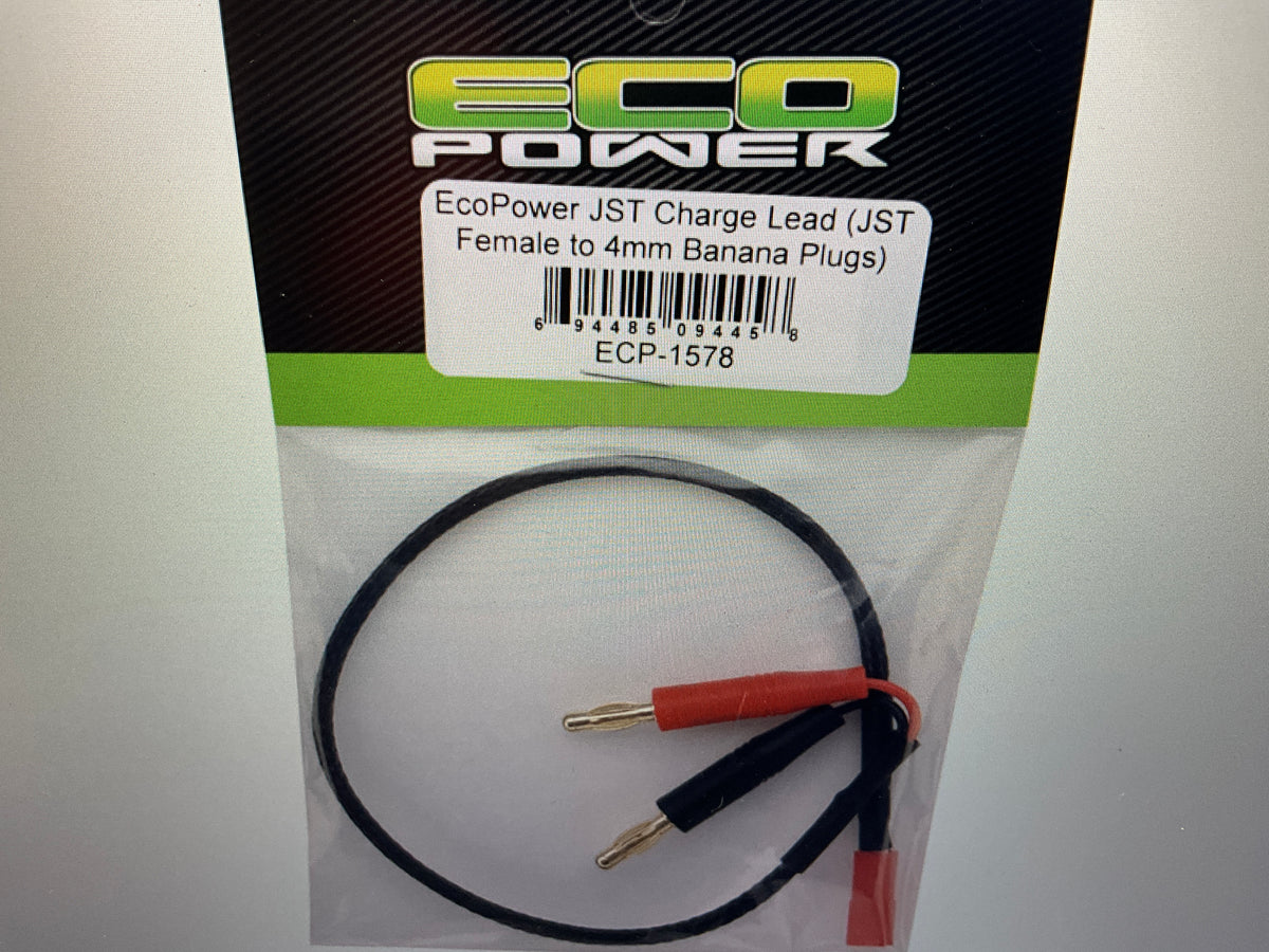EcoPower JST Braided Charge Lead (JST Female to 4mm Banana Plugs)