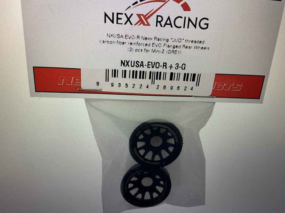NEXX Racing Mini-Z RWD "JUD" EVO Rear Threaded Side-Wall Carbon Fiber Rims (3mm Offset) (Grey) (2)