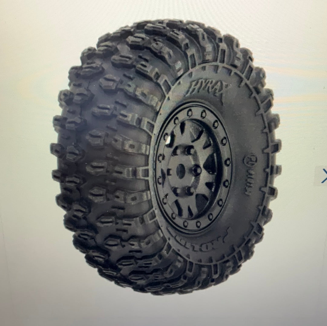 PROLINE 1/24 Hyrax Front/Rear 1.0&quot; Tires Mounted 7mm Black Impulse (4): SCX24