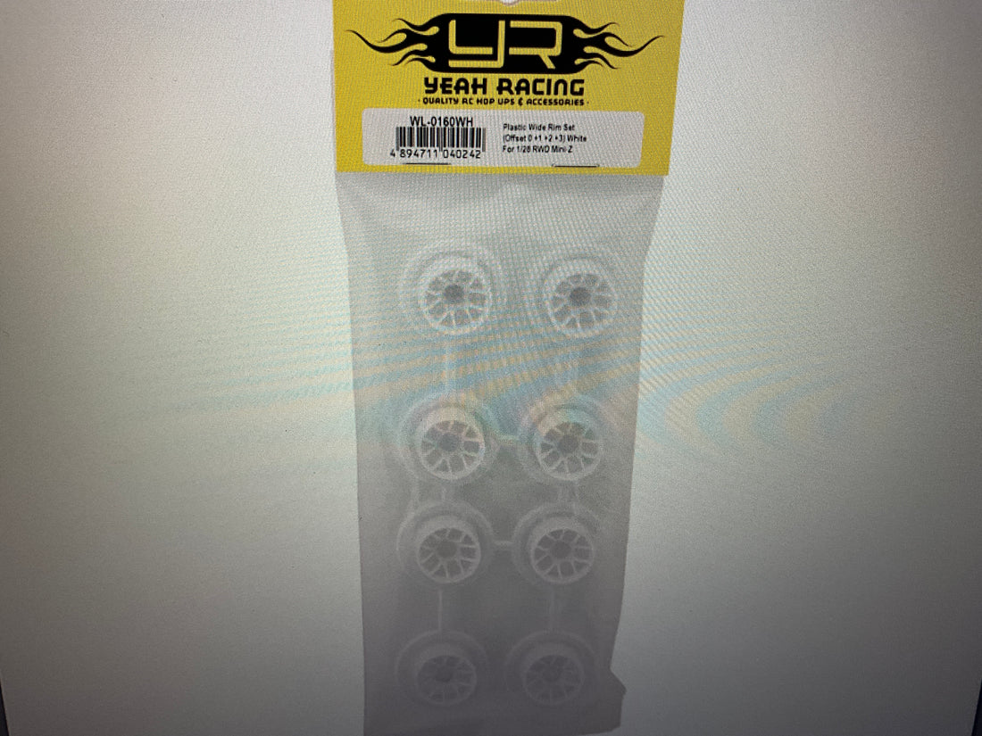 Yeah Racing 1/28 RWD Mini-Z Plastic 10-Spoke Wide Wheel Set (White) (Offset 0,+1,+2,+3)