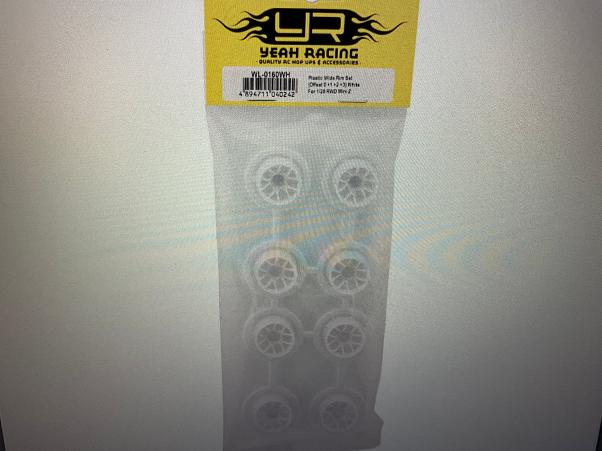 Yeah Racing 1/28 RWD Mini-Z Plastic 10-Spoke Wide Wheel Set (White) (Offset 0,+1,+2,+3)