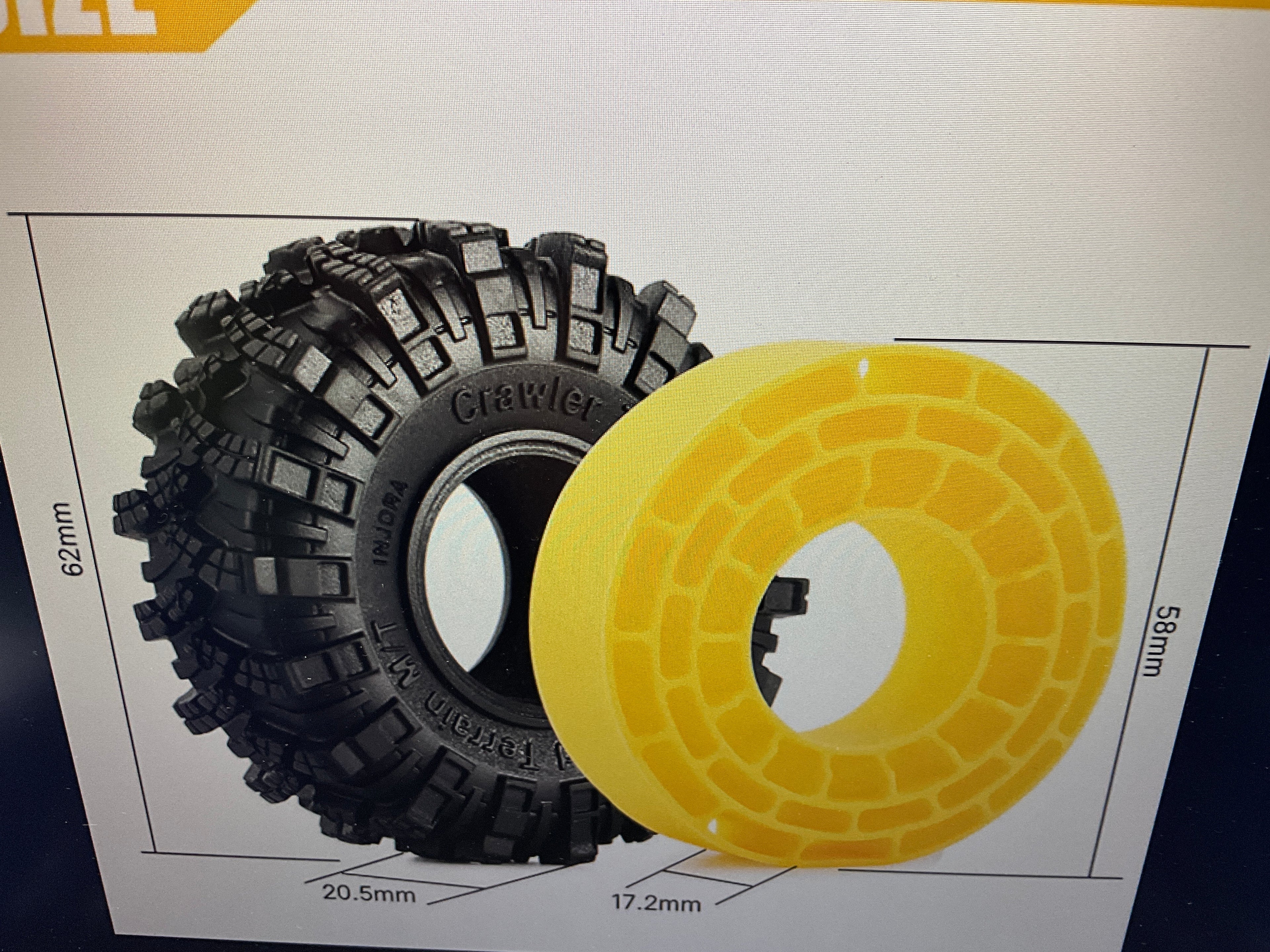 INJORA 1.0" 62*20.5mm Tires &amp; Silicone Rubber Inserts Combo (4) (T1007)