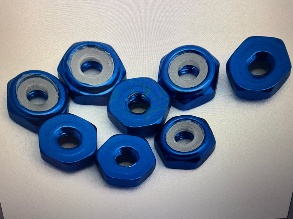 Kyosho 2mm Aluminum Ny-Lock Nuts (Blue) (8)