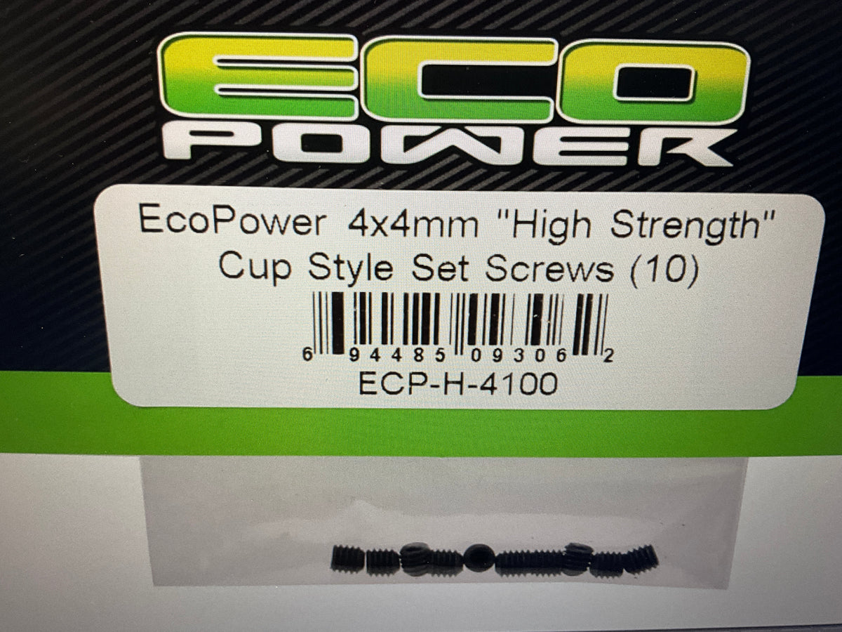 EcoPower 4mm "High Strength" Steel Cup Style Set Screws (10) (4x4mm)