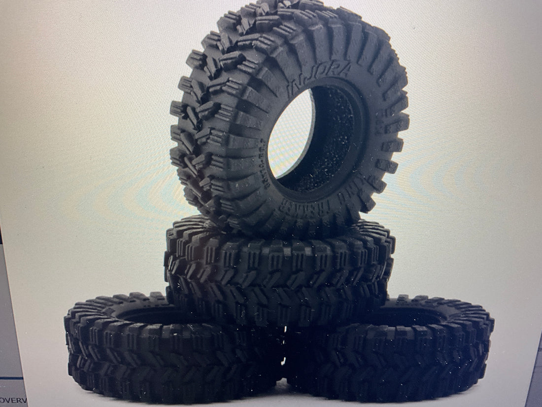 Injora 0.7" King Trekker Micro Rock Crawler Tires (4) (35mm OD) (S5) w/Foam Inserts