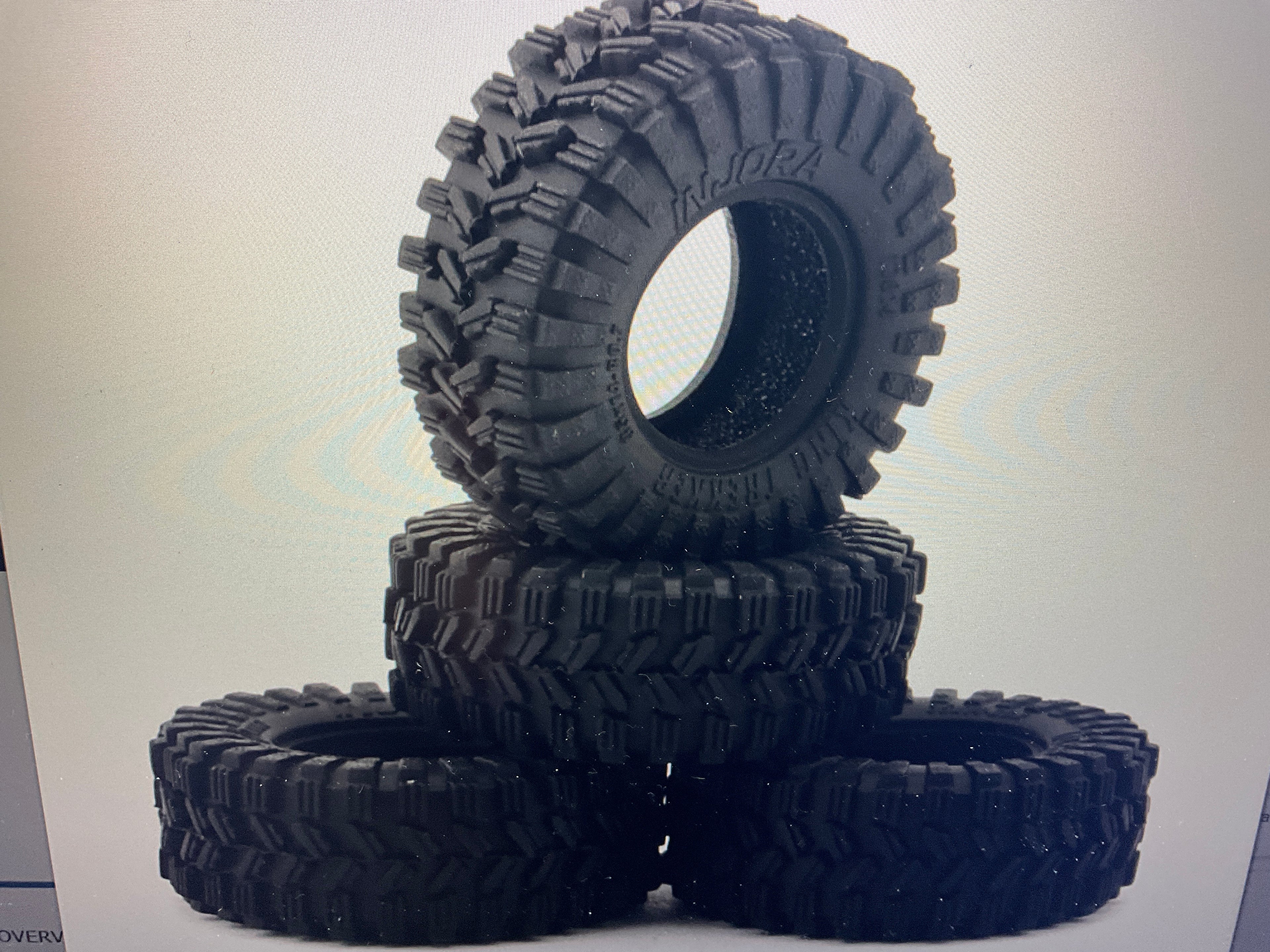 Injora 0.7" King Trekker Micro Rock Crawler Tires (4) (35mm OD) (S5) w/Foam Inserts