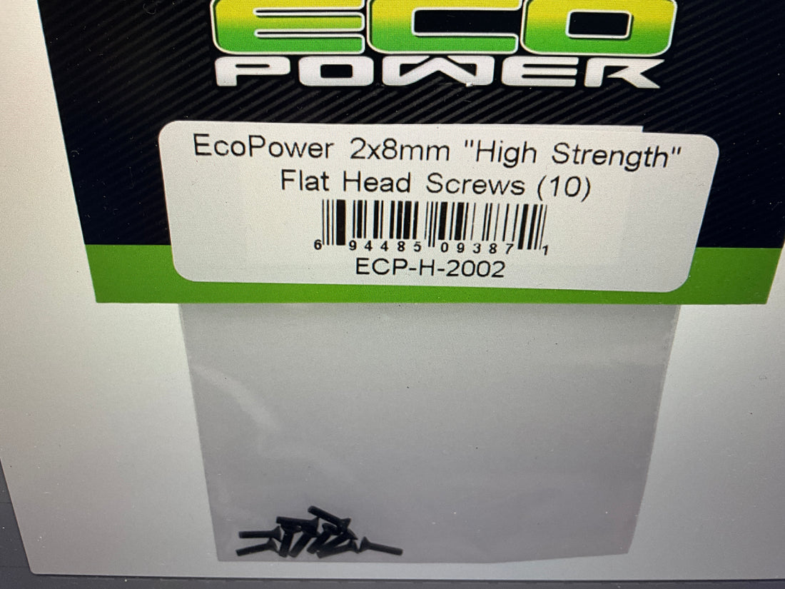 EcoPower 2mm "High Strength" Steel Flat Head Screws (10) (2x8mm)