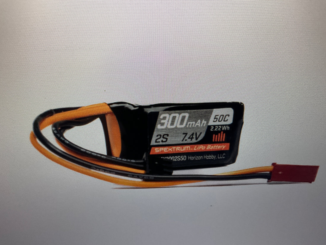 SPEKTRUM 7.4V 300mAh 2S 50C LiPo Battery: JST-RCY