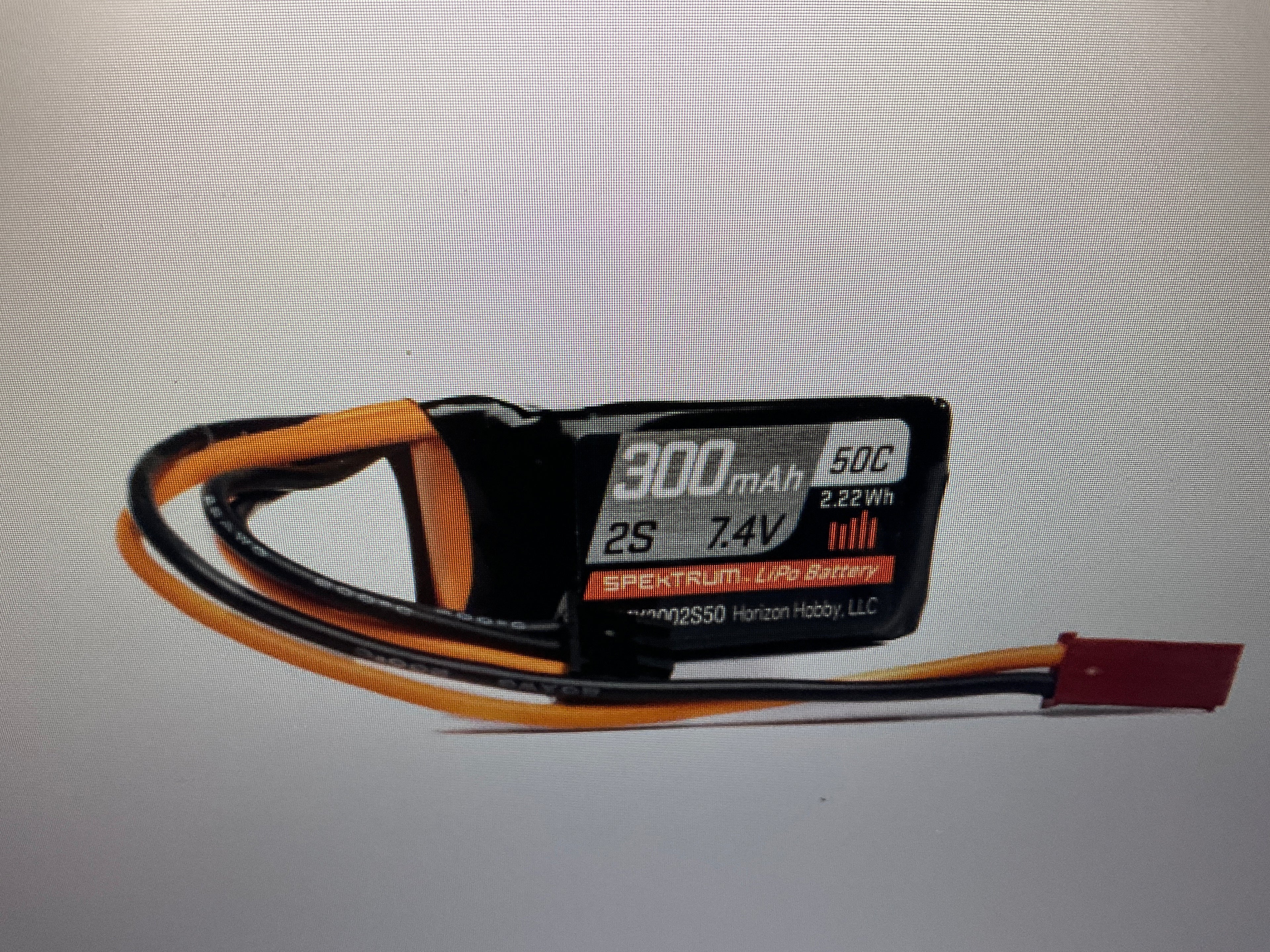 SPEKTRUM 7.4V 300mAh 2S 50C LiPo Battery: JST-RCY