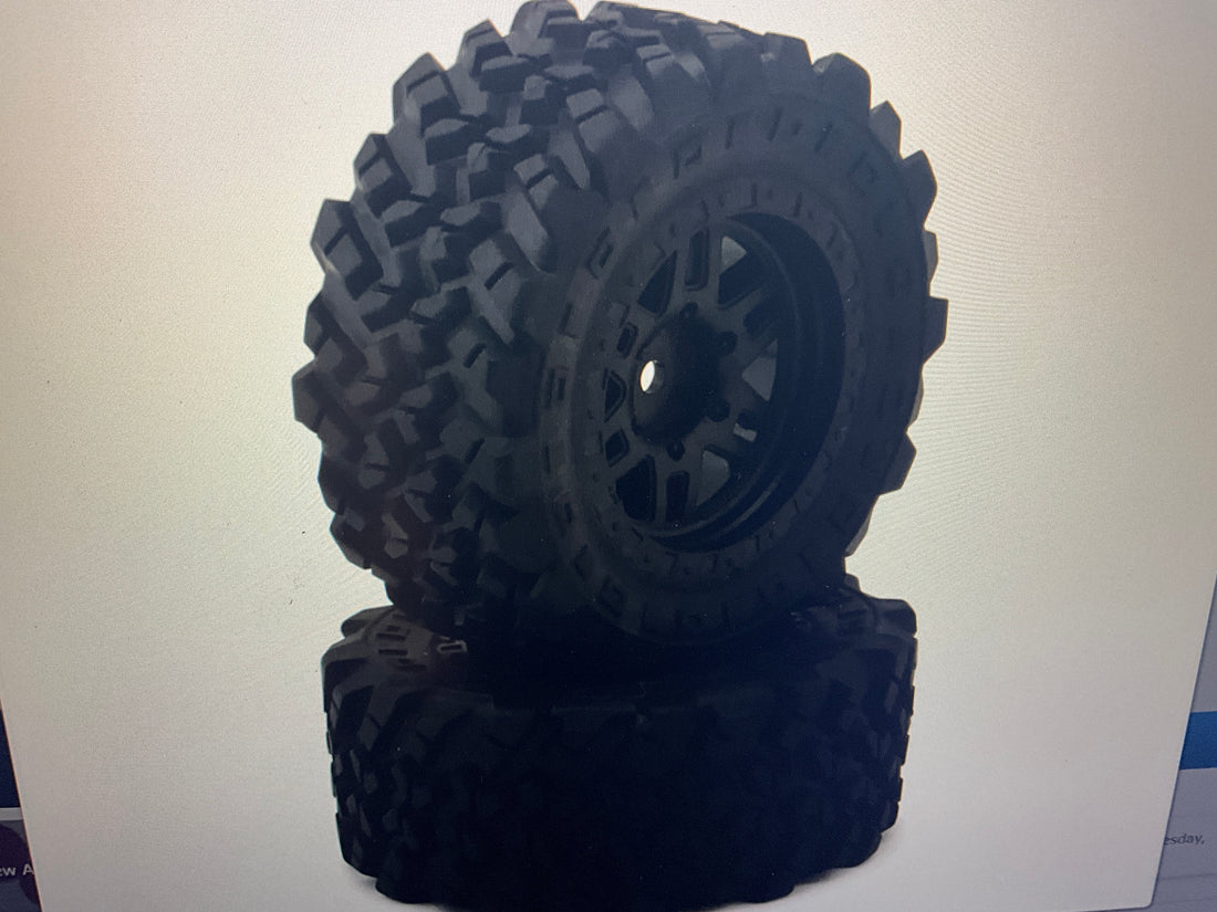 MJX HYPER GO 1.9" Pre-Mounted Off-Road Tires (Black) (2) (Front/Rear) w/12mm Hex