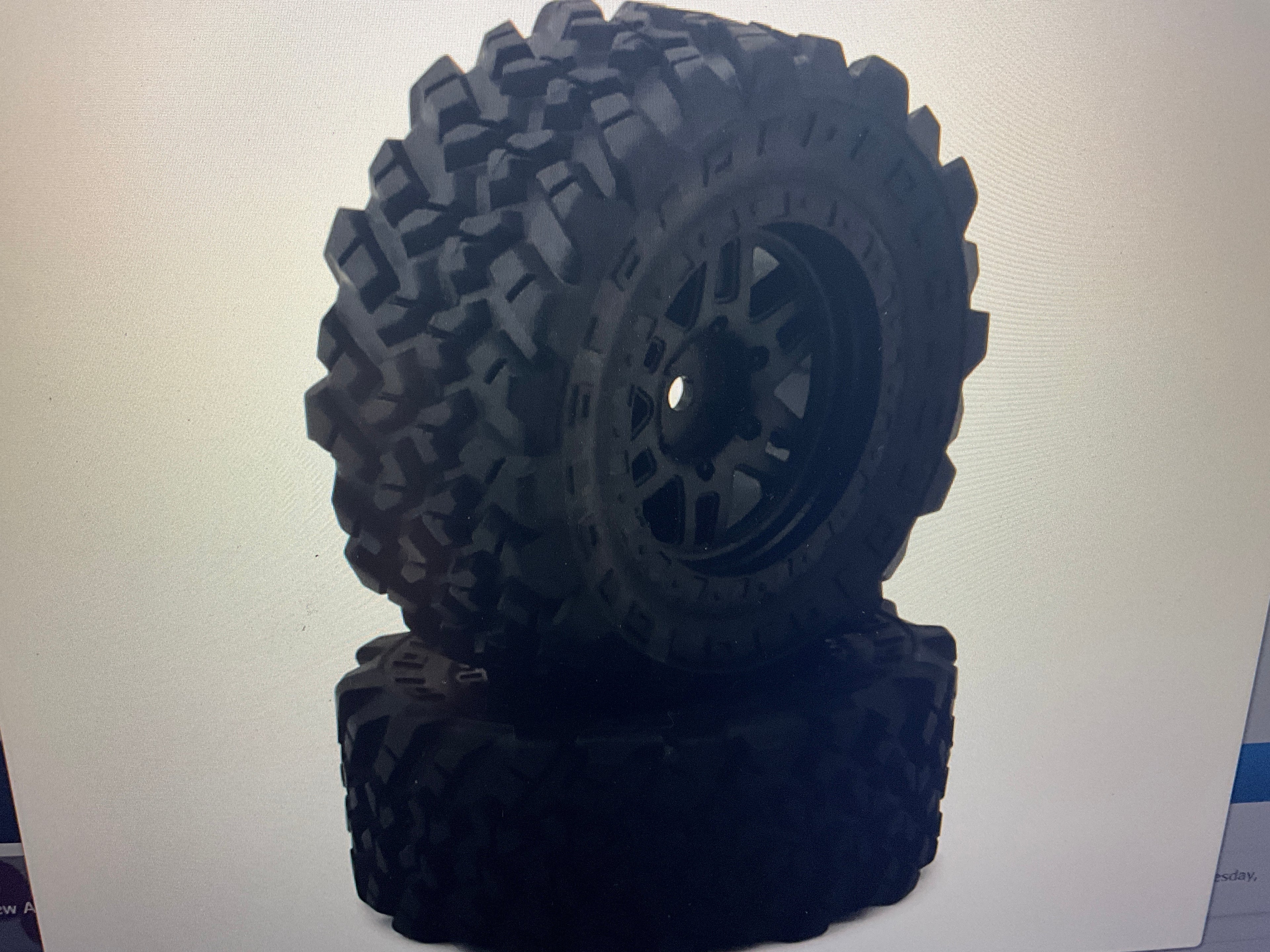MJX HYPER GO 1.9" Pre-Mounted Off-Road Tires (Black) (2) (Front/Rear) w/12mm Hex