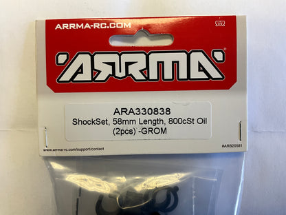 ARRMA Shock Set, 58mm Length, 800cSt Oil (2): GROM