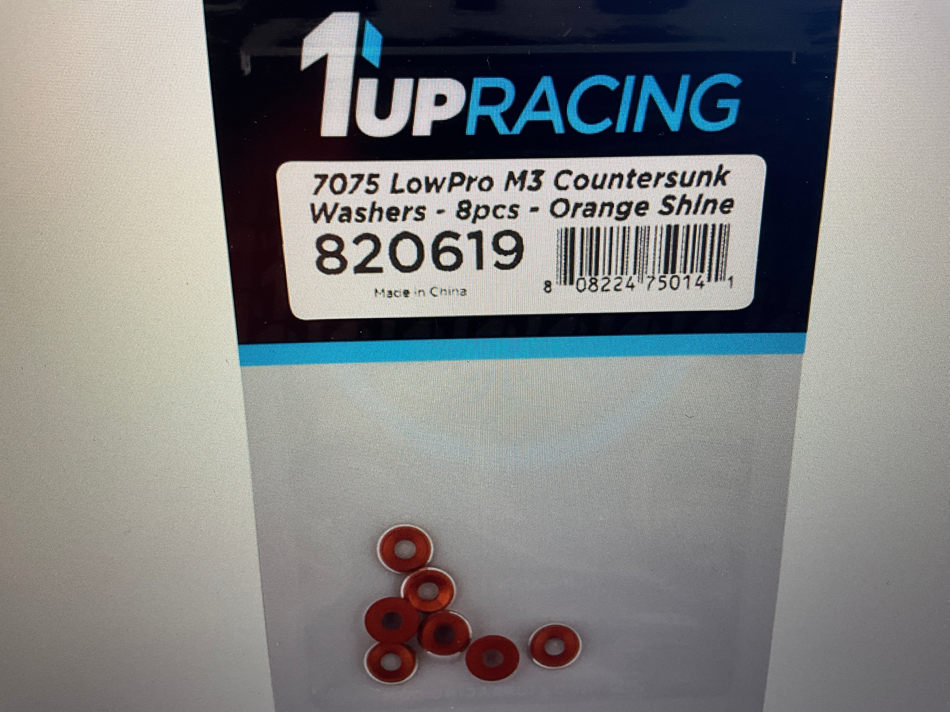 1UP Racing 3mm LowPro Countersunk Washers (8)