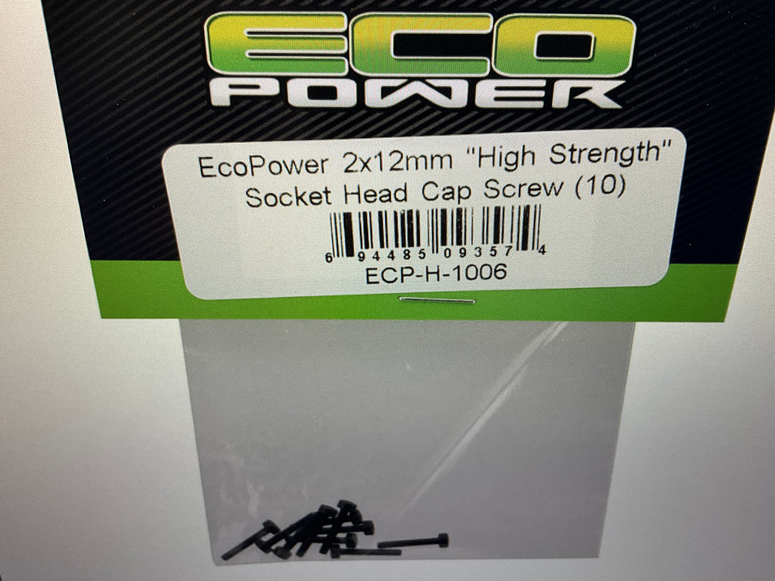 EcoPower 2mm "High Strength" Steel Socket Head Cap Screws (10) (2x12mm)