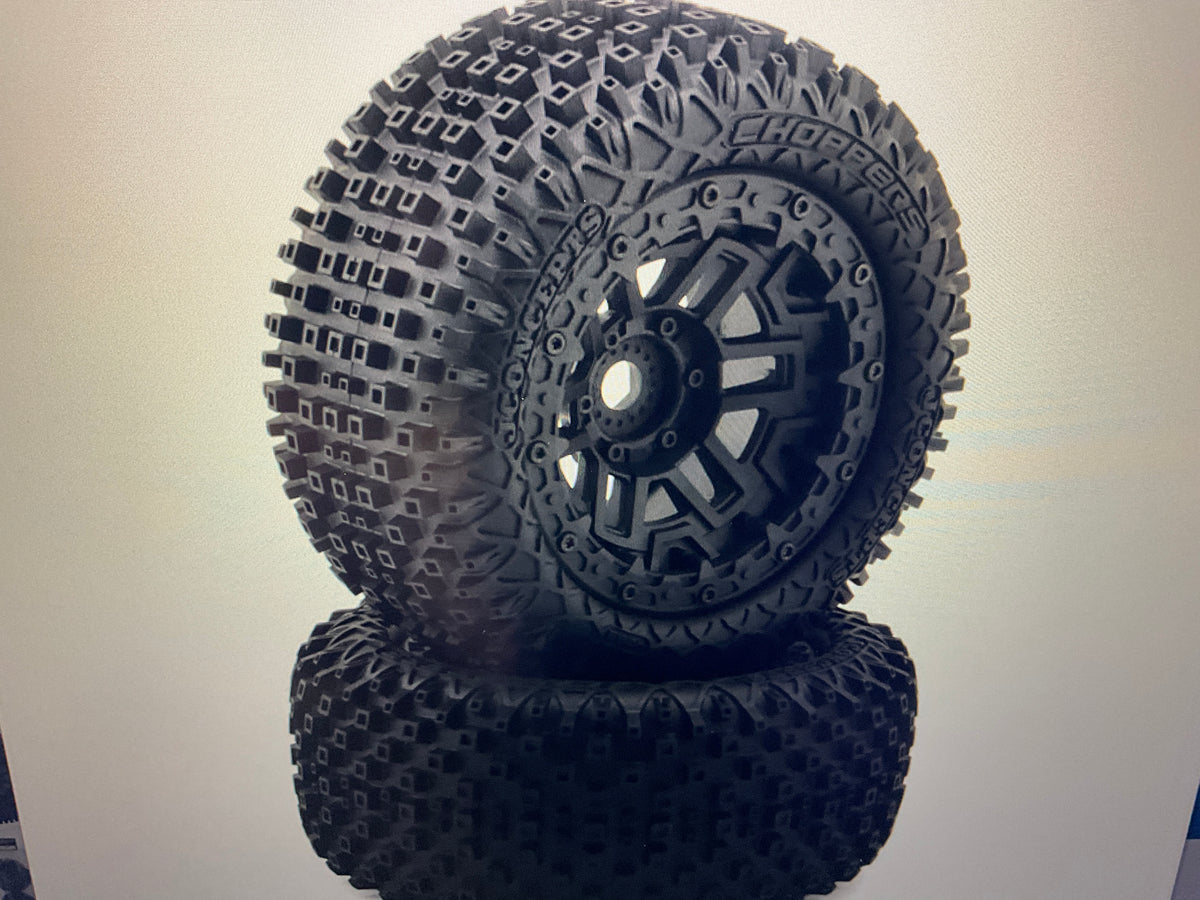 JConcepts Choppers Pre-Mounted Monster Truck Tires (Black) (2) w/17mm Hex