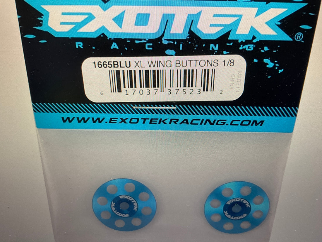Exotek 22mm 1/8 XL Aluminum Wing Buttons (2) (Blue)