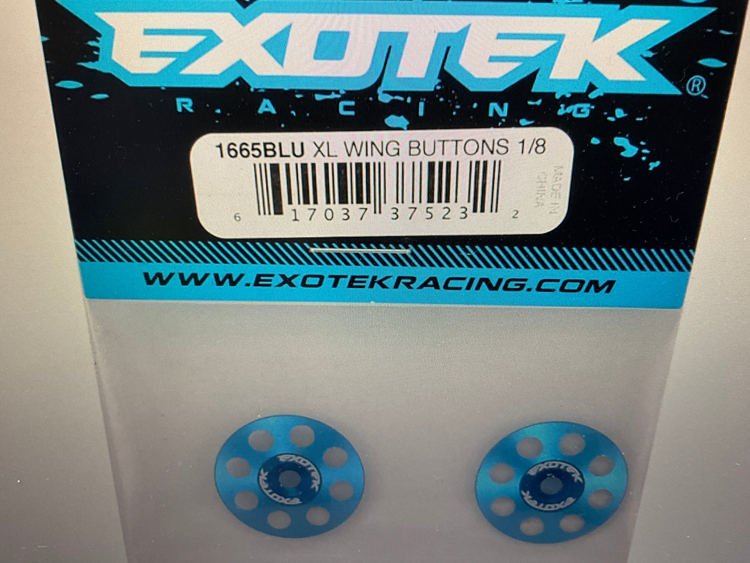 Exotek 22mm 1/8 XL Aluminum Wing Buttons (2) (Blue)