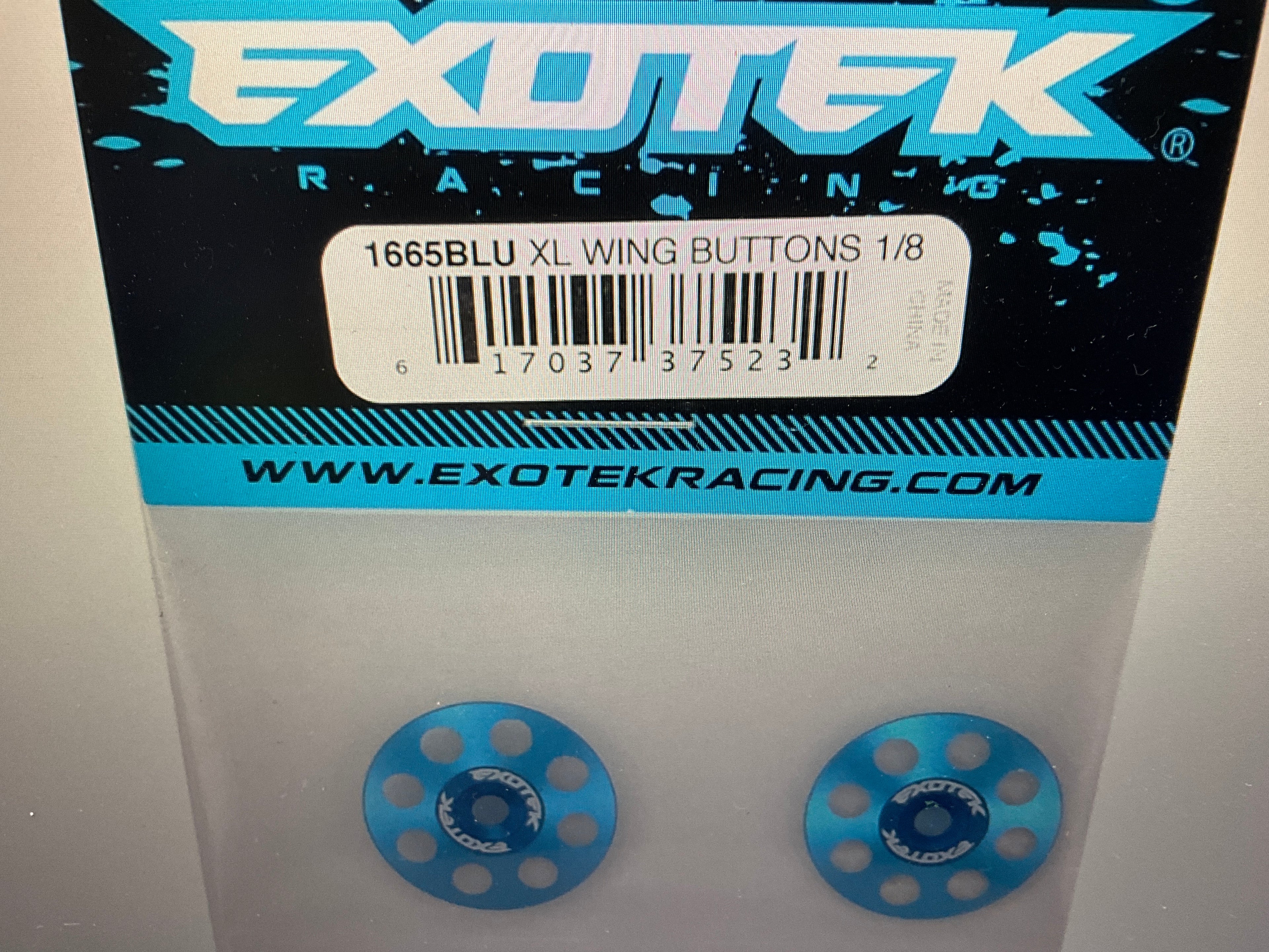 Exotek 22mm 1/8 XL Aluminum Wing Buttons (2) (Blue)