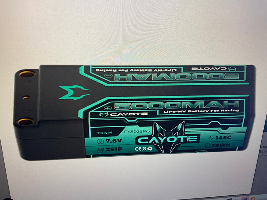 Cayote 2S 145C LCG Shorty LiHV Battery (7.6V/5000mAh) w/5mm Bullets