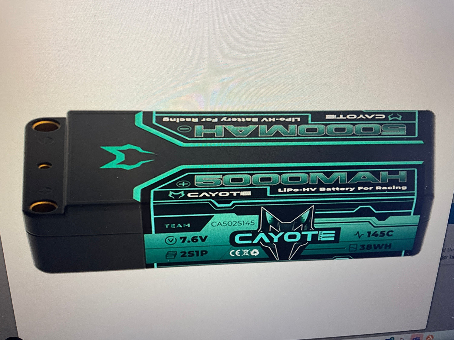 Cayote 2S 145C LCG Shorty LiHV Battery (7.6V/5000mAh) w/5mm Bullets