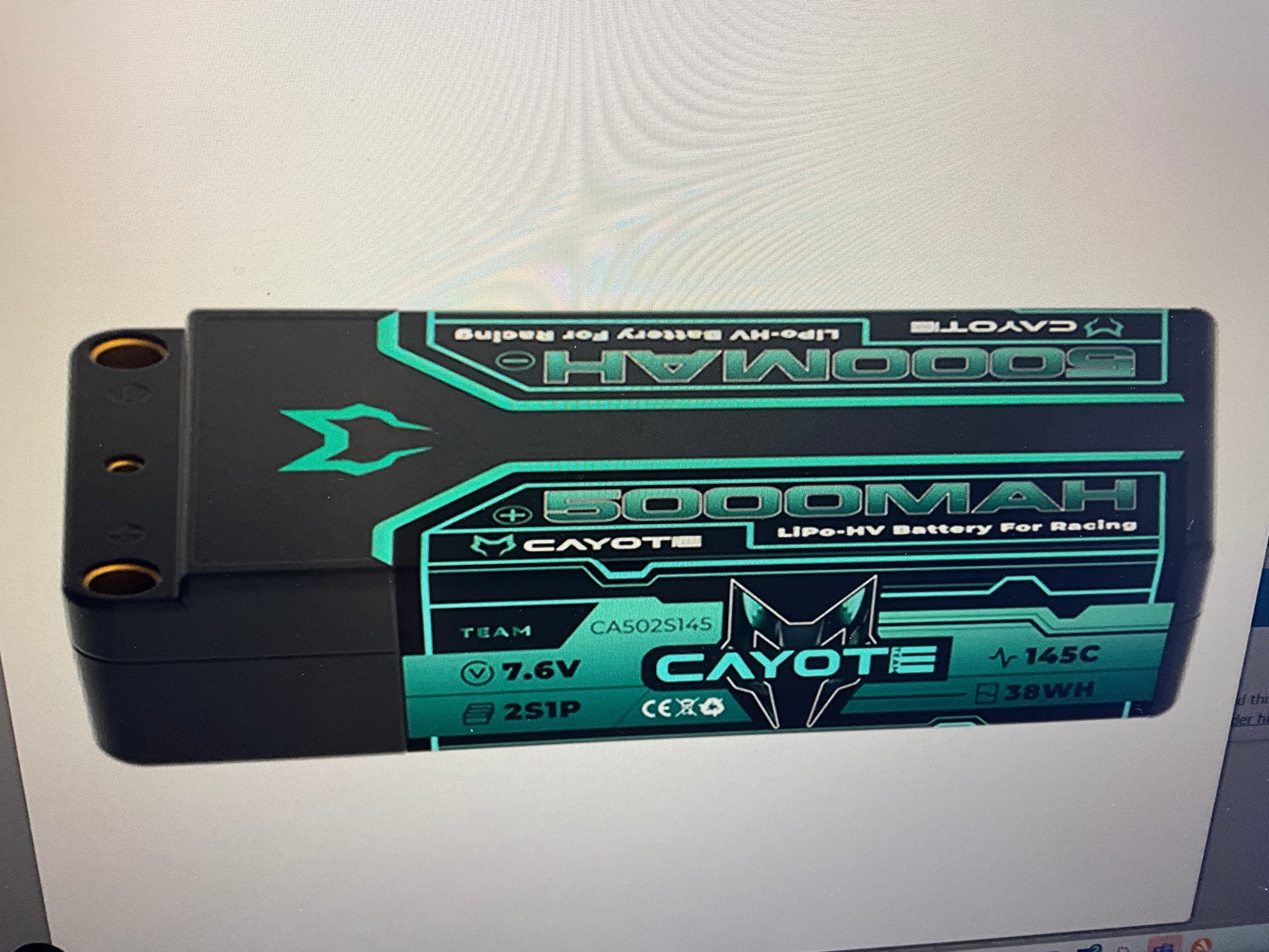 Cayote 2S 145C LCG Shorty LiHV Battery (7.6V/5000mAh) w/5mm Bullets