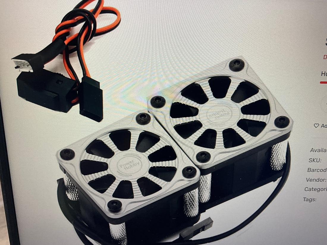 Powerhobby Twister Twin / Dual 40mm 1/8 1/5 Motor Aluminum Cooling Fan - Silver