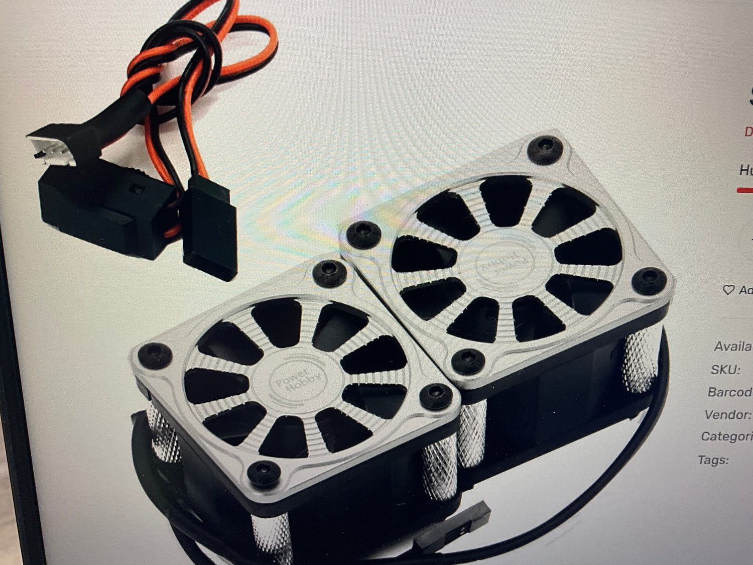 Powerhobby Twister Twin / Dual 40mm 1/8 1/5 Motor Aluminum Cooling Fan - Silver