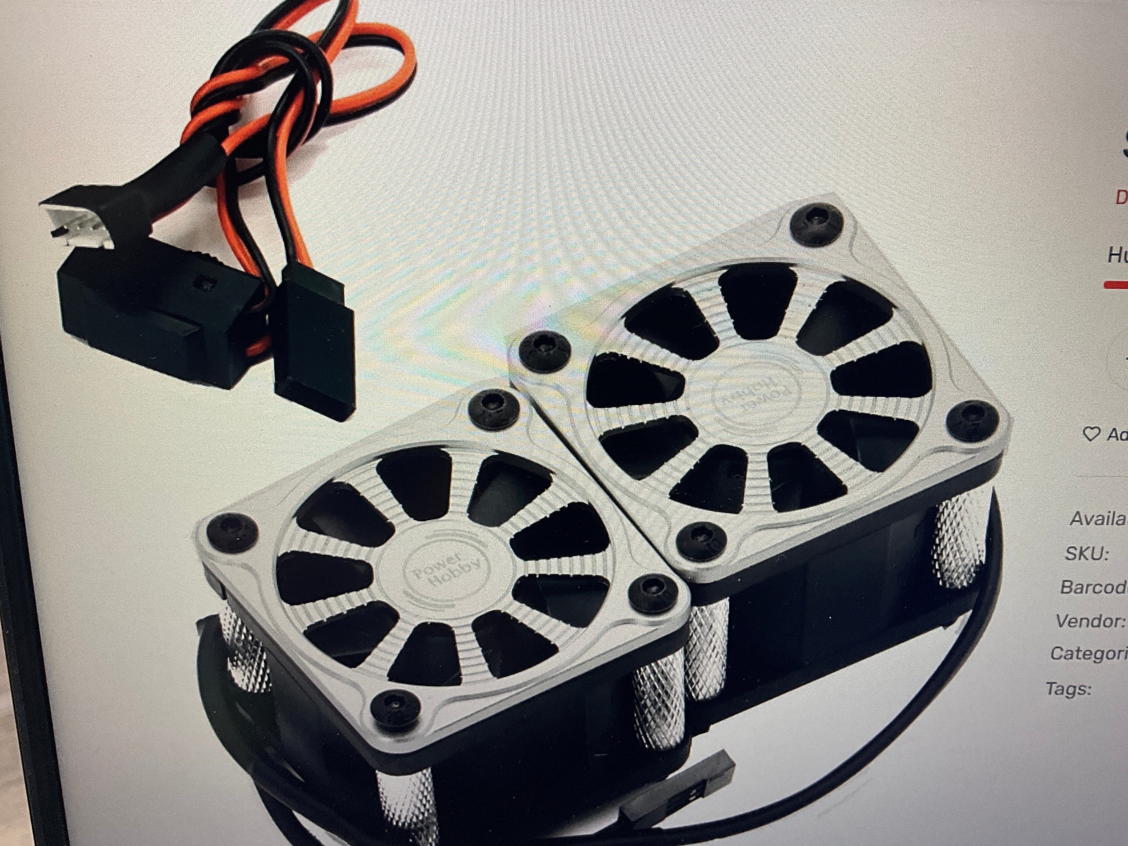 Powerhobby Twister Twin / Dual 40mm 1/8 1/5 Motor Aluminum Cooling Fan - Silver