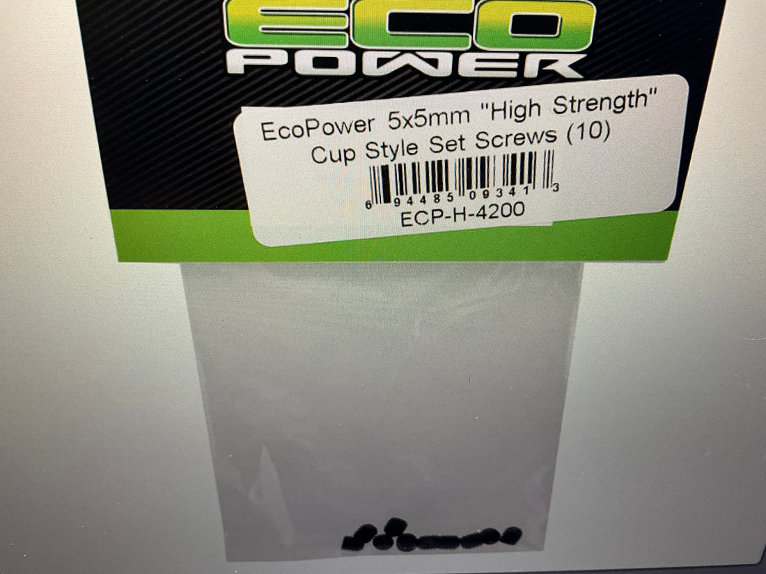 EcoPower 5mm "High Strength" Steel Cup Style Set Screws (10) (5x5mm)