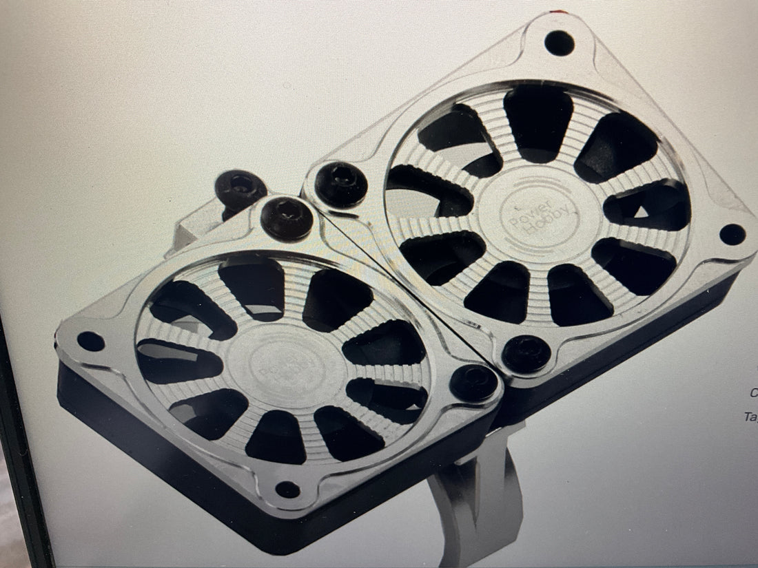 Powerhobby 1/5 Aluminum Heatsink Dual High Speed Cooling Fans w/Cover Silver