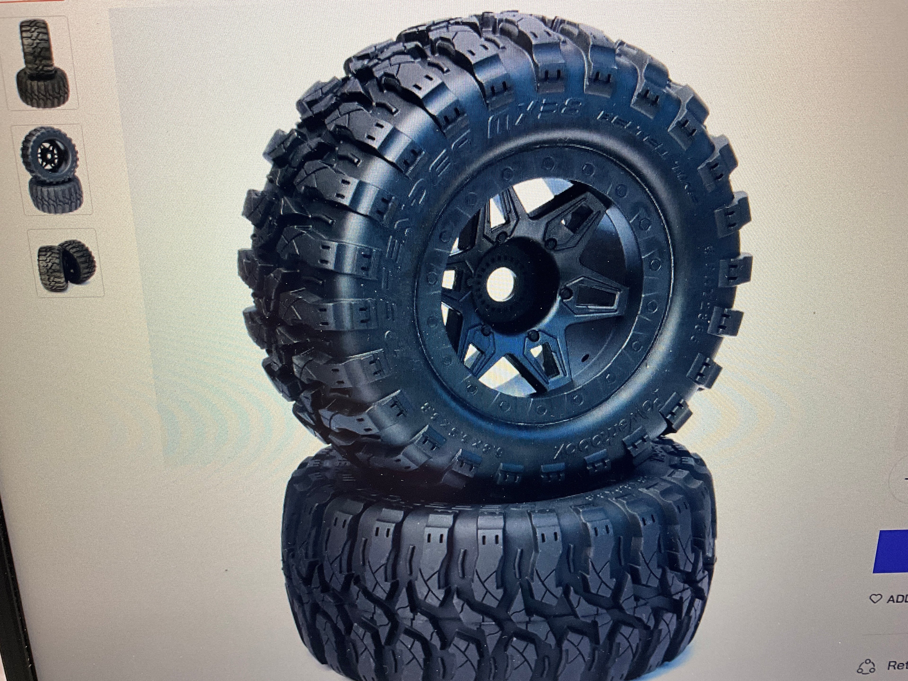 Powerhobby 1/8 Defender 3.8” Belted All Terrain Tires 17MM Mounted Black