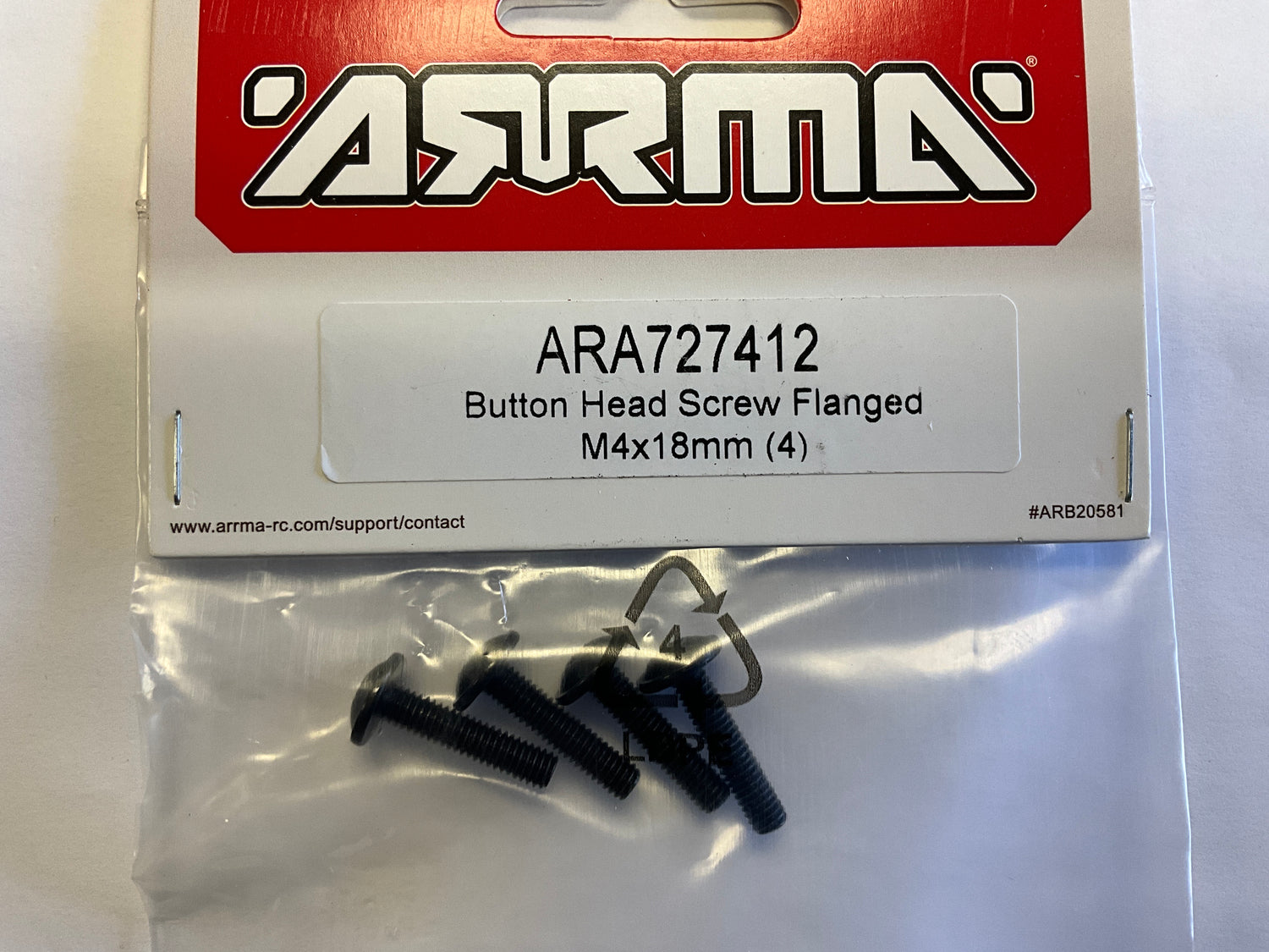 ARRMA Button Head Screw Flanged M4x18mm (4)