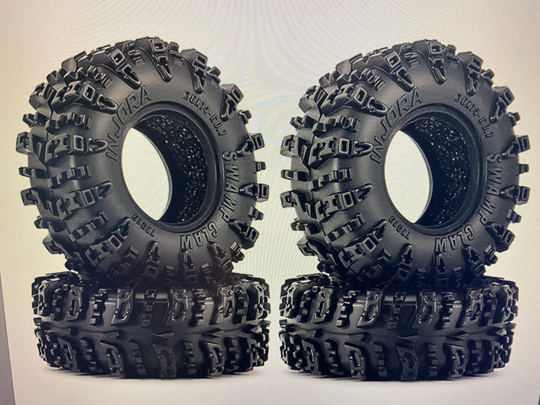 Injora Axial SCX30 0.7" Swamp Claw Micro Rock Crawler Tires (4) (36mm OD) (S5) w/Foam Inserts