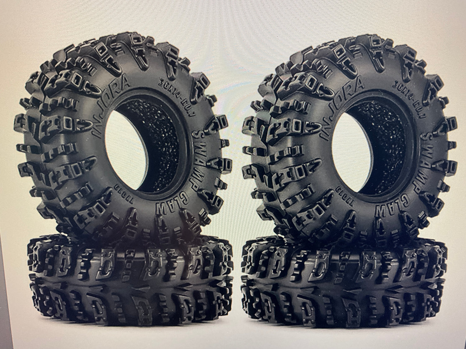 Injora Axial SCX30 0.7" Swamp Claw Micro Rock Crawler Tires (4) (36mm OD) (S5) w/Foam Inserts